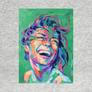 Abstract picture of a beautiful girl on a green background. T-Shirt